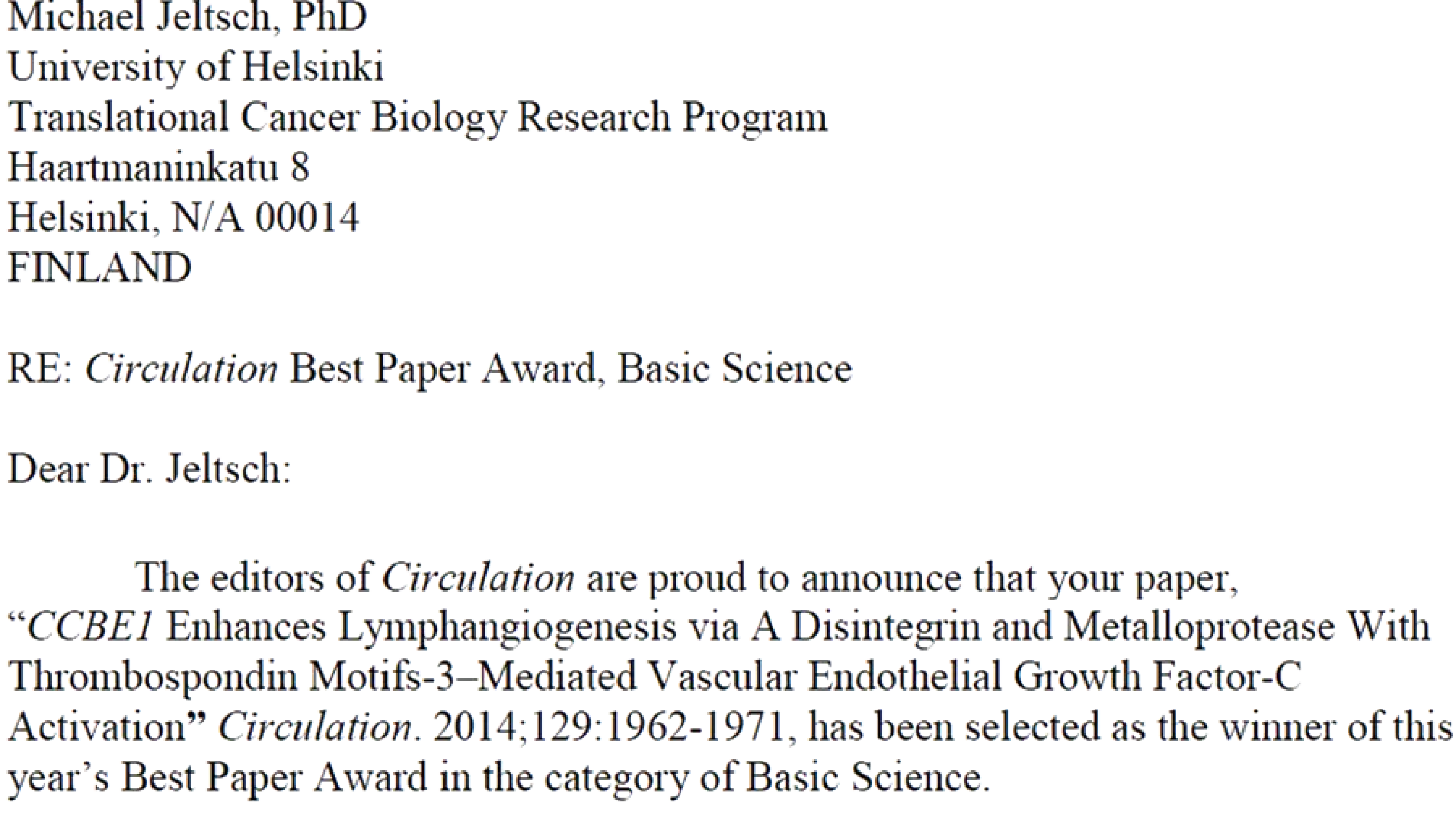 Best paper award