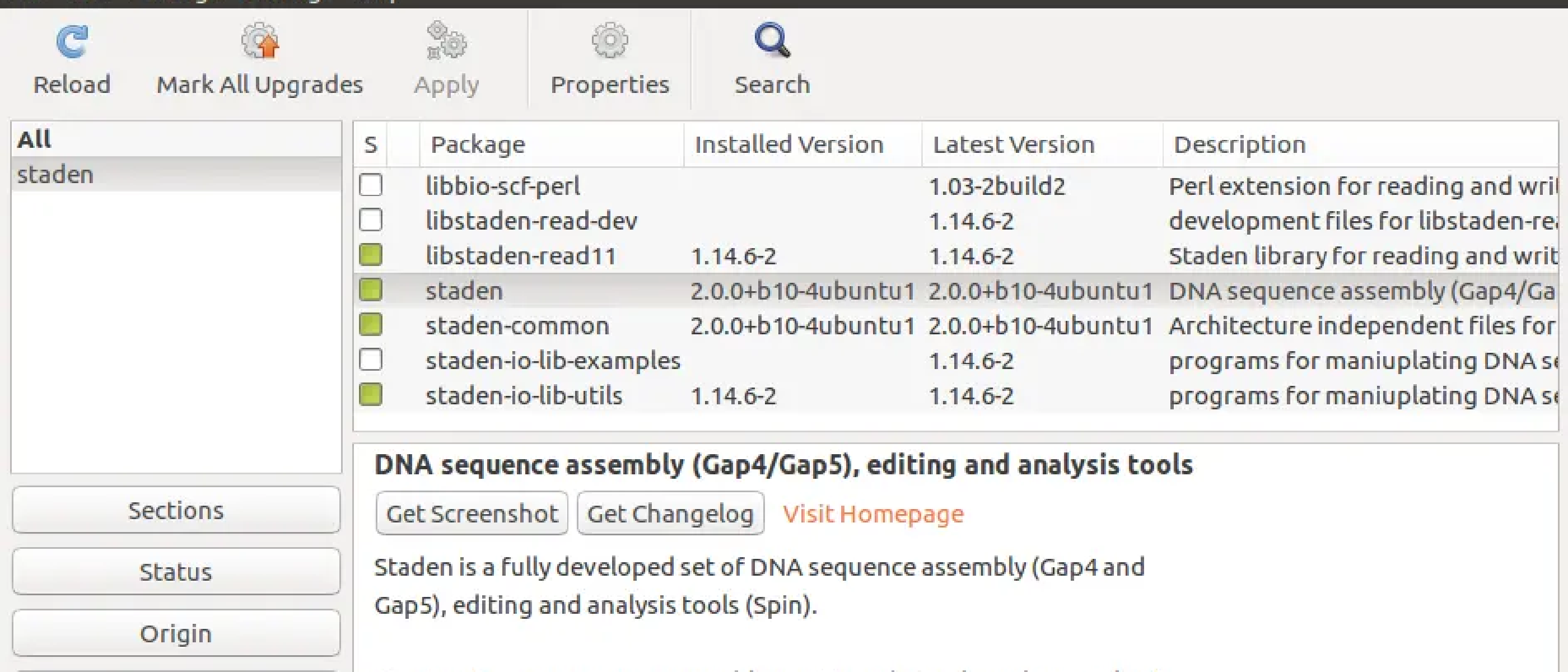 The Staden package on Ubuntu for bioinformatics dinosaurs