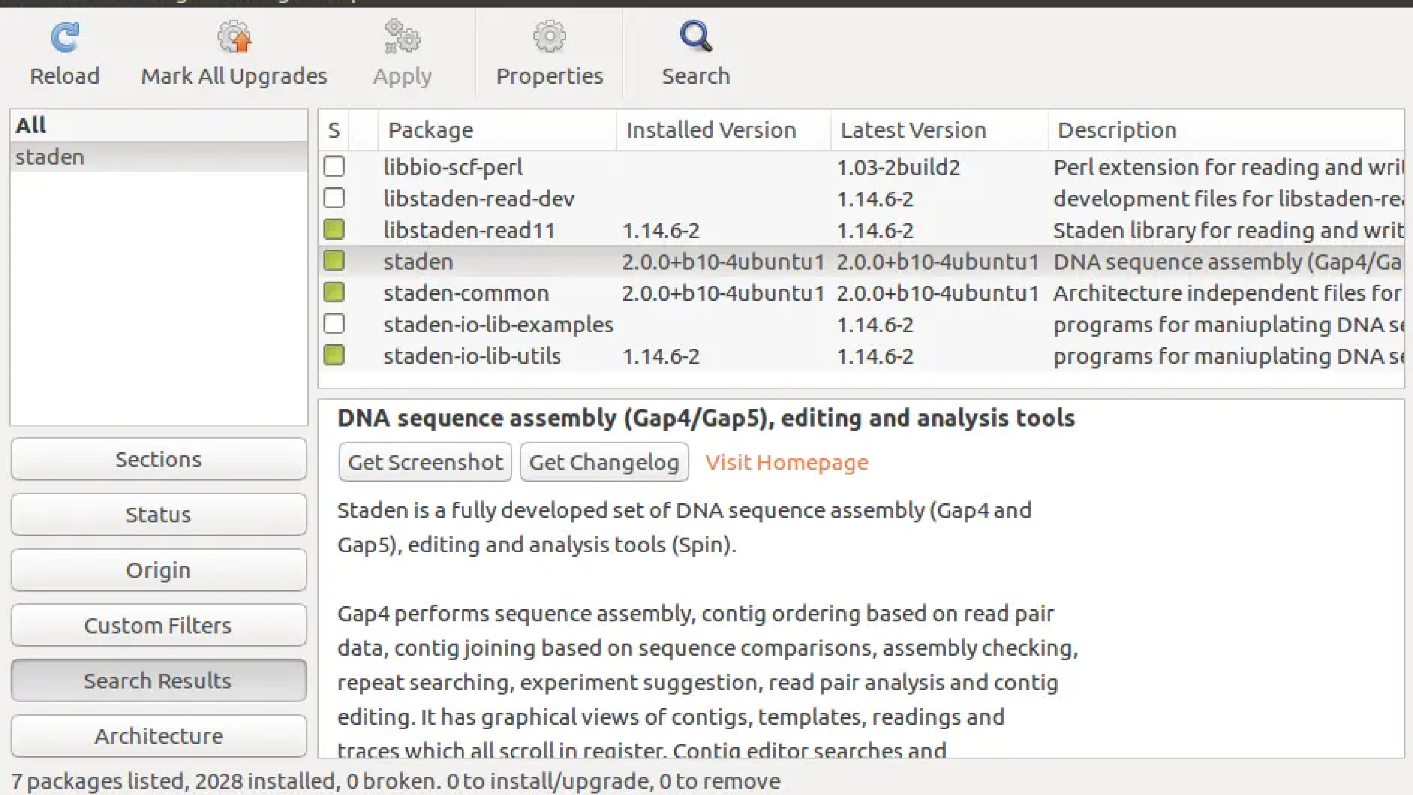 The Staden package on Ubuntu for bioinformatics dinosaurs