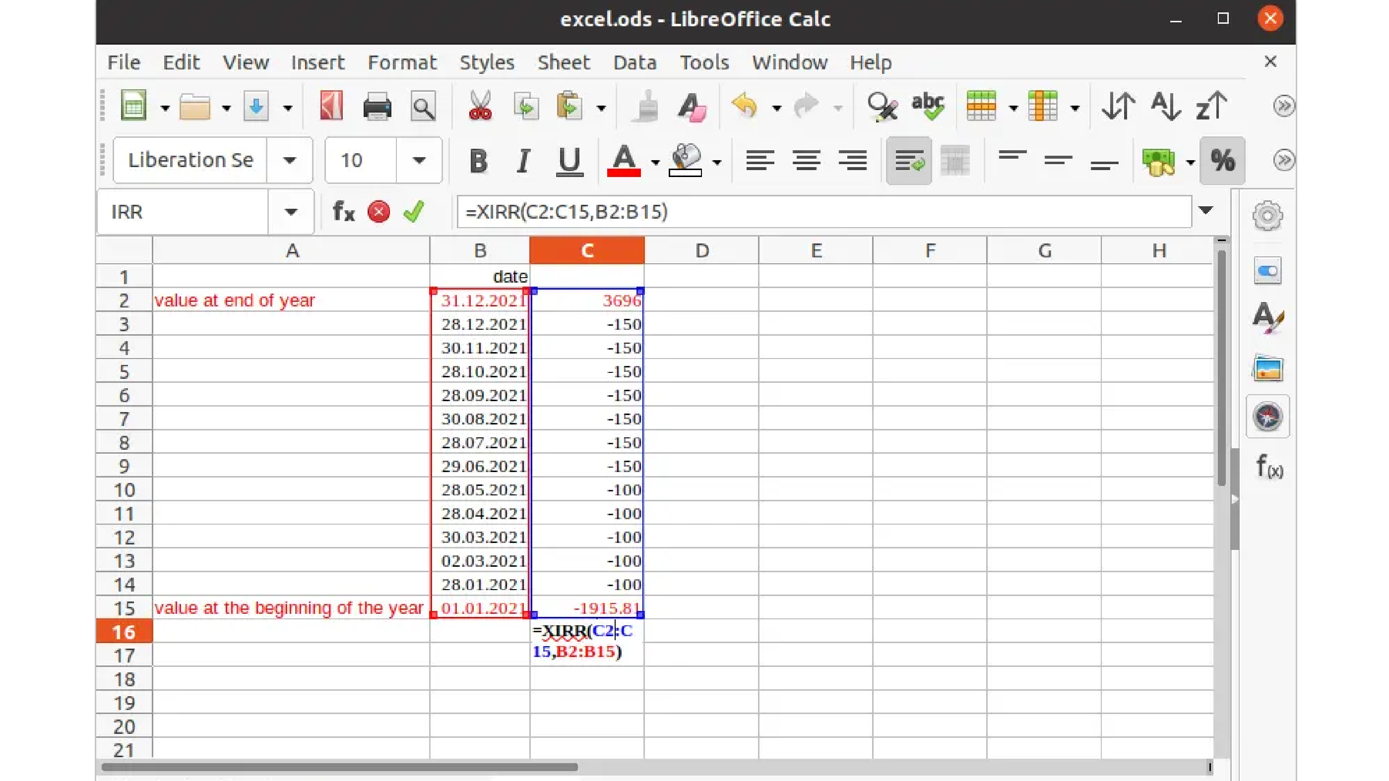 Finding the annual return on investment (ROI) for assets at OP bank