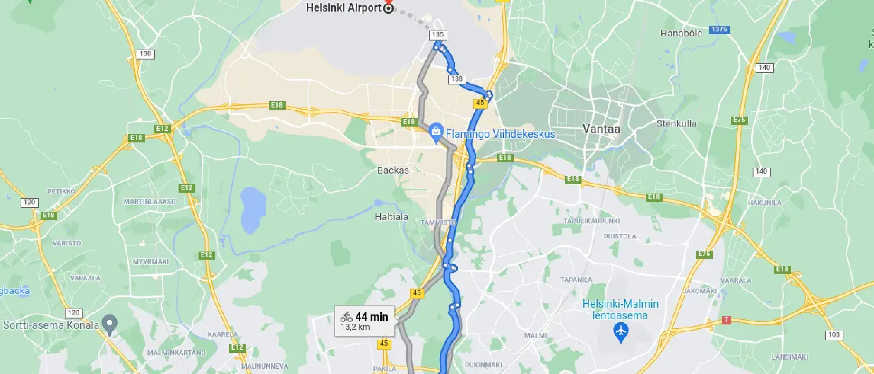 Cycling to the airport