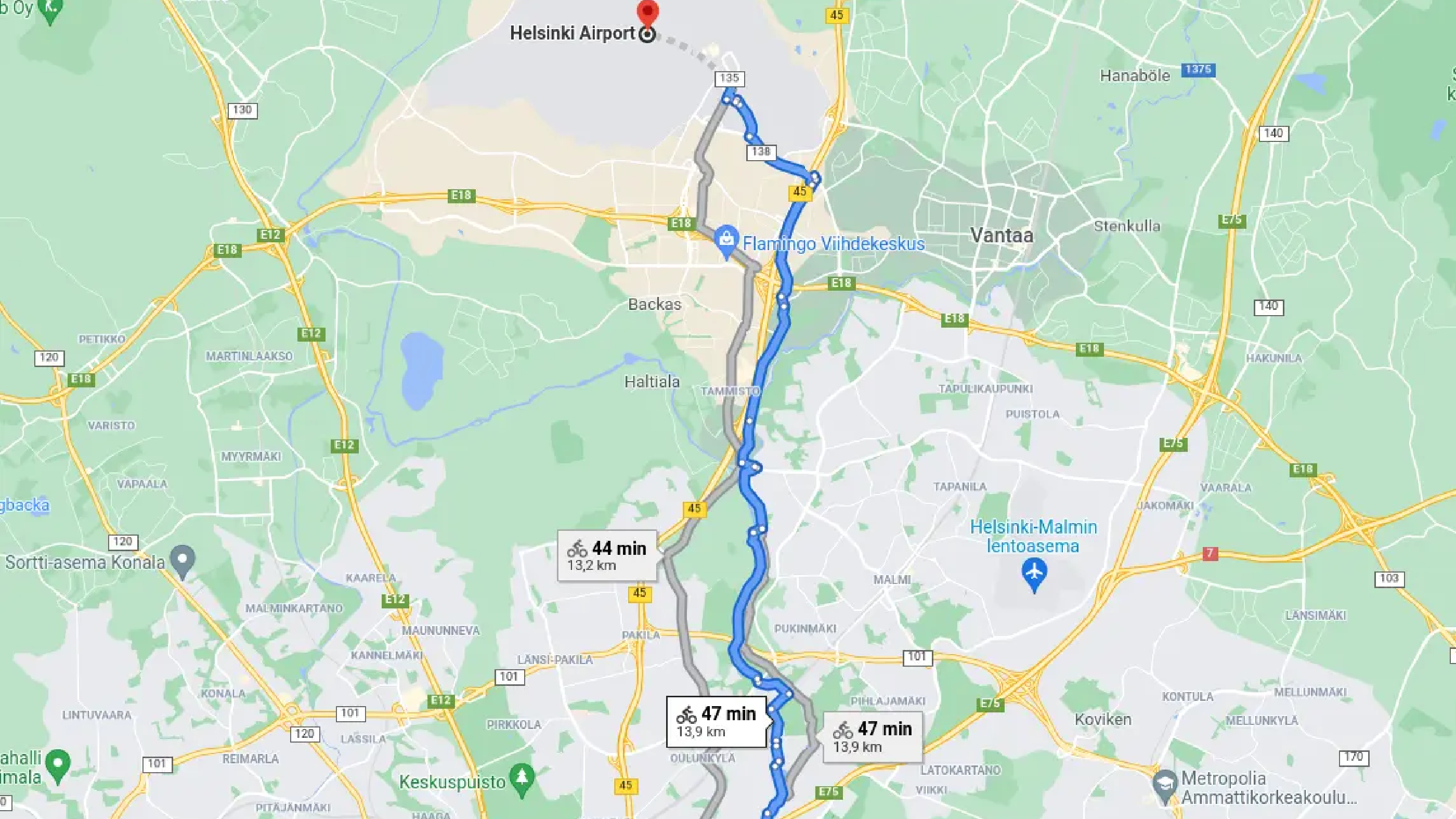 Cycling to the airport