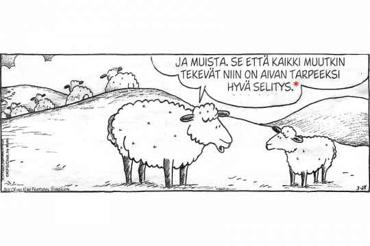 Comic strip with sheep