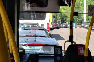 Helsinki bus in traffic jam on Hämeentie